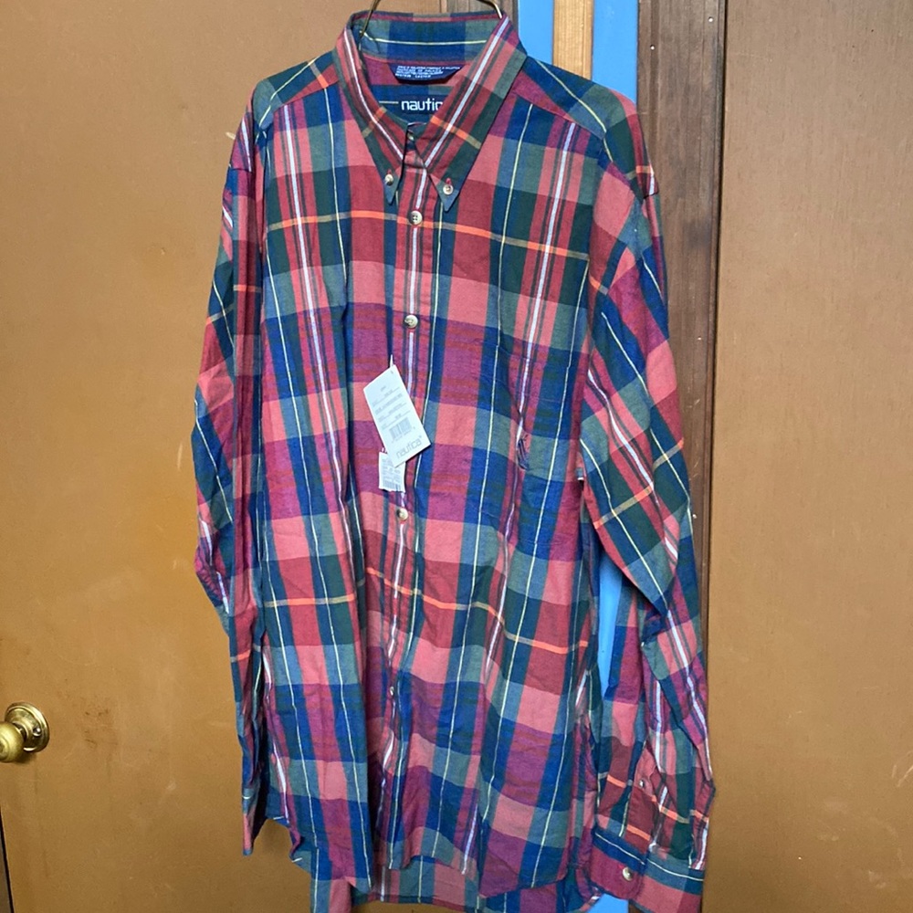 Vintage Nautica collar, long sleeve button down dress shirt